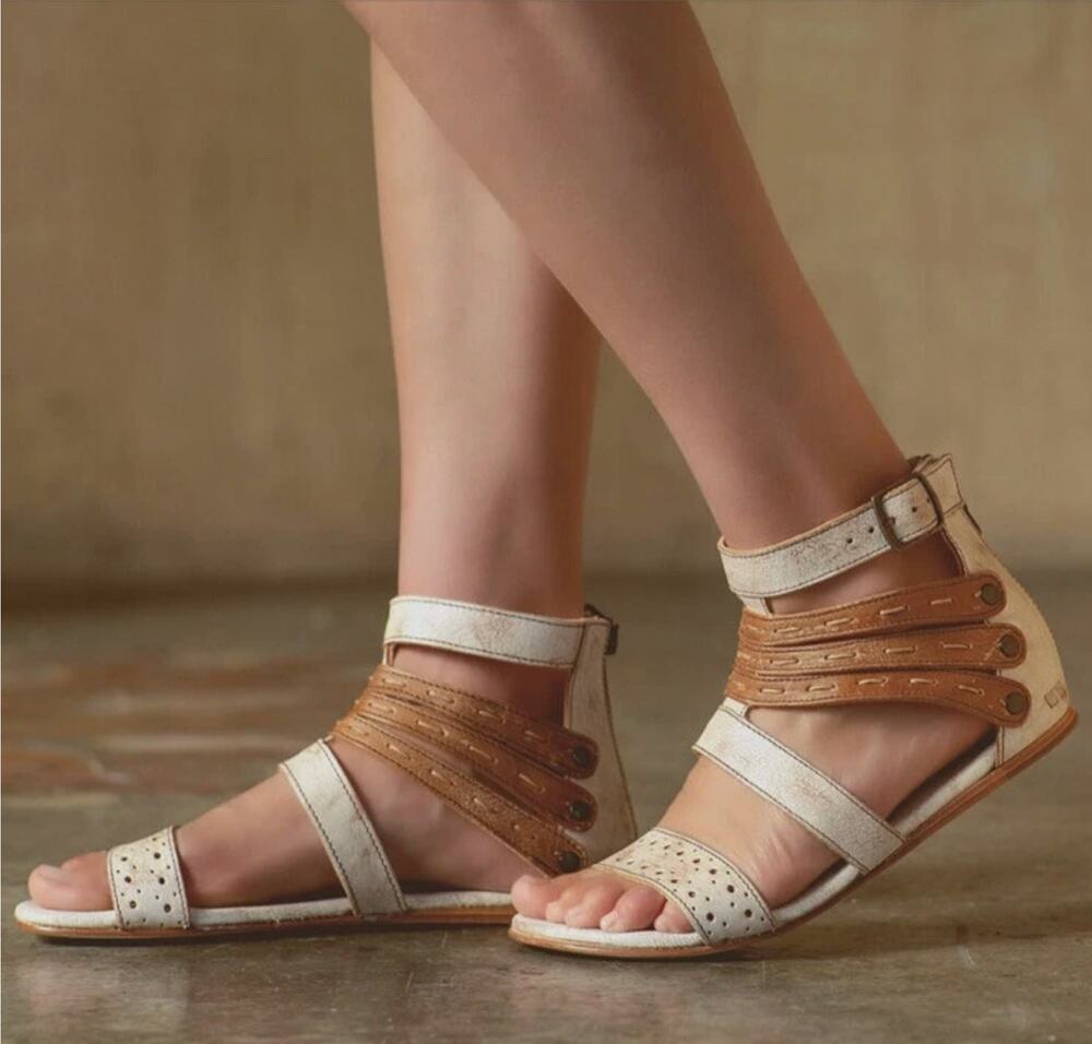 BED|STU Womens 8 Artemis Nectar Tan Lux Leather Handmade Sandals Boho